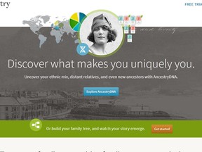A screengrab of the Ancestry.com homepage. (screengrab)