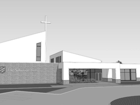 Rendering of the Salvation Army church.