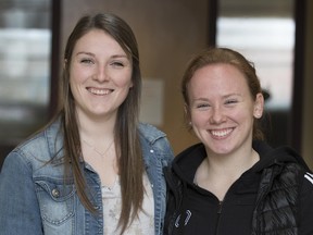 Meghan Saundercook, left, and Clare McKellar worked together to create a new program called GAELS Day that promotes literacy and athletics to elementary school students. (Taylor Bertelink/The Whig-Standard/Postmedia Network)