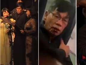 (L to R) Dao seen performing on YouTube. Dao bloodied following the United Airlines incident. Dao playing poker.