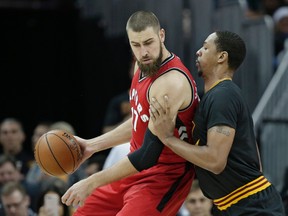 Jonas Valanciunas used some traditional and not-so traditional scoring approaches against Cleveland in the regular season capper. AP