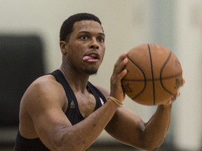 Raptors’ Kyle Lowry missed 21 games after the all-star break with wrist surgery, but playing in the final four games of the season. (CRAIG ROBERTSON/Toronto Sun)