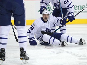 Mitch Marner celebrates his goal in Game 1 against Washington. AP