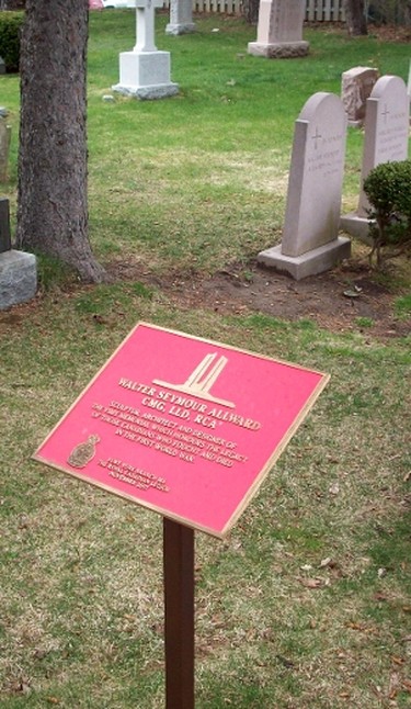 The final resting place of Torontonian Walter Allward, creator of the awe-inspiring memorial at Vimy Ridge, is in the churchyard of St. John’s York Mills Anglican Church. The headstone is behind the Commemorative plaque erected in 2007.