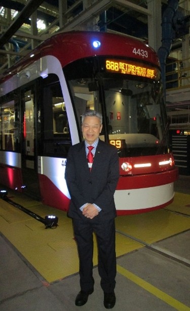 On March 31 of this year, Stephen Lam retired from the TTC having joined the Commission in 1981. Over the years, he assumed various company responsibilities then, as an ardent supporter and champion for streetcars in Toronto, was eventually appointed Head-Streetcar Department. In that capacity, he was responsible for bringing the new Bombardier-produced Low Floor Light Rail Vehicle (but not their slow arrival) to Toronto. To those in the know, the new cars will be fondly called Lam Trams. Have a long and healthy retirement, Stephen.