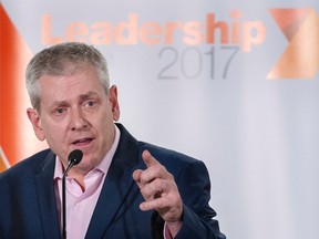 NDP leadership candidate Charlie Angus makes a point during a leadership debate in Montreal, March 26, 2017. THE CANADIAN PRESS/Graham Hughes