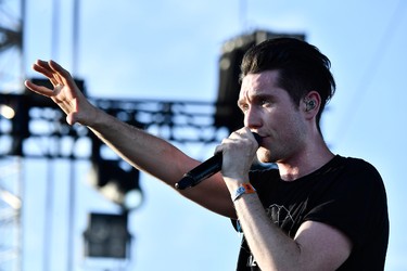 Dan Smith of Bastille performs at the Outdoor Stage during day 2 of the Coachella Valley Music And Arts Festival (Weekend 1) at the Empire Polo Club on April 15, 2017 in Indio, California.  (Photo by Frazer Harrison/Getty Images for Coachella)
