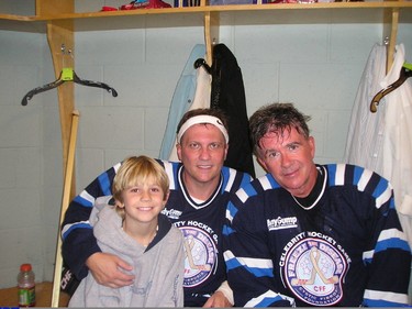 Alan Thicke  (right) is pictured with his younger brother, Todd, and  nephew, Evan (SUPPLIED PHOTO)