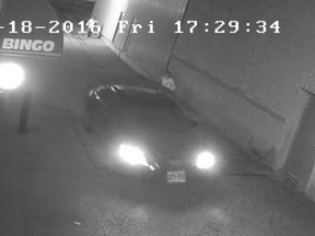 This black 2009 Toyota Camry has been identified as a suspect vehicle in a drive-by shooting that killed Adrian Thomas, 25, at Sloane and Eglinton Aves. on Nov. 18, 2016. (PHOTO SUPPLIED BY TORONTO POLICE)