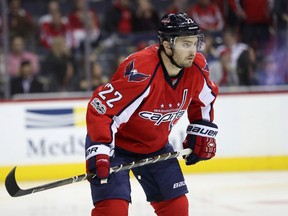 Kevin Shattenkirk of the Washington Capitals follows the puck against the Calgary Flames at Verizon Center on March 21, 2017. (Rob Carr/Getty Images)