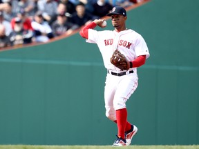 Xander Bogaerts, who voluntarily played third base for the Netherlands at the WBC, is back at his regular shortstop position for the Red Sox. (MADDIE MEYER/Getty Images files)