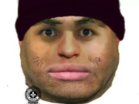 Sketch of man wanted in home invasion in Gatineau that occurred Feb. 3.