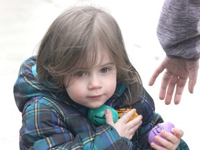 The rain didn't scare away the Easter Bunny from the Lucknow Egg Hunt put on by the Lucknow Kinettes and Chamber of Commerce at the Lucknow Sports Centre Gazebo on April 15, 2017.