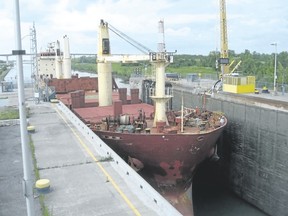 Ships squeeze through Lock 3 of the Welland Canal, including the bulk carrier Federal Mackinac. (Jim Fox/Special to Postmedia News)
