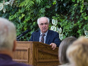 BEA SERDON/Special to The Intelligencer
Northumberland-Quinte West MPP Lou Rinaldi speaks in front of faculty members and college officials of Loyalist College on Thursday. Rinaldi announced at the college the province’s $1.4 million investment to Loyalist as Ontario marks the 50th anniversary of the province's college system.