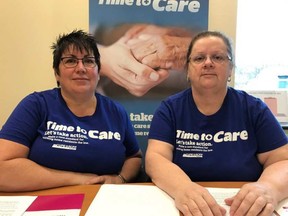 Personal support worker Tammy Rainey, left, and registered practical nurse Bonnie Soucie both work in long-term care homes where they say understaffing compared with the rest of the country and sicker residents means they have to cut corners. PHOTO COURTESY CUPE