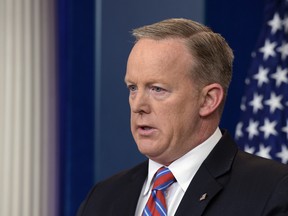 White House press secretary Sean Spicer speaks during the daily briefing at the White House in Washington, Wednesday, April 19, 2017. (AP Photo/Susan Walsh)
