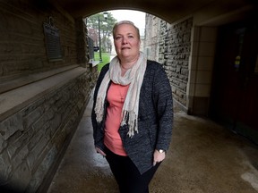 Elisa Kilbourne, mother of Jeremy Bowley, a Londoner killed on the job a few years ago while working with a summer crew putting up a wedding tent in Lambton County. Photo taken at Western University on Wednesday April 19, 2017. (MORRIS LAMONT, The London Free Press)