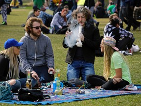 Hundreds of people attended the Edmonton 420 marijuana rally held at the Alberta Legislature grounds in Edmonton on Thursday April 20, 2017. (PHOTO BY LARRY WONG/POSTMEDIA)