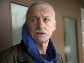 Raymond David, originally from Nova Scotia said he was first busted for pot at the age of 17 and the conviction has followed him his whole life. David, now smokes pot for stress and back pain was on hand for the 420 demonstration in Victoria Park on Thursday April 20, 2017. Mike Hensen/The London Free Press/Postmedia Network