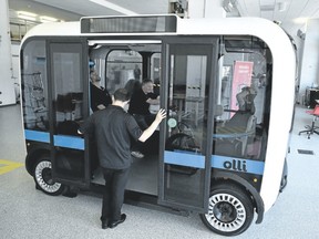 ?Olli? is an electric-powered, self-driving shuttle created in partnership between Local Motors in Maryland and IBM. It?s an example of the ?truly transformative? innovations in mass transit ? advances that, according to columnist Sid Noel, the City of London seems determined to ignore. (Agence France Presse)