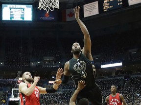 Greg Monroe and the Milwaukee Bucks ran right over the Raptors in Game 3. Toronto must offer a lot more resistance to even the  series. AP