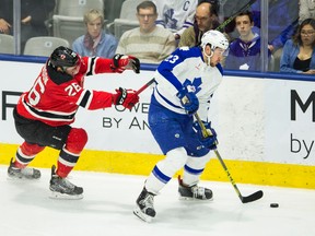 Marlies' Freddy Gauthier had a goal and an assist against the Devils on Saturday. (SUN FILES)