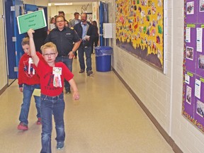 Student guides took visitors on a tour of the many leadership-themed projects at Arrowwood Community School.