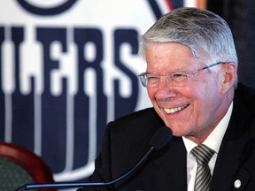 Cal Nichols, chairman of the borad of directors of the Edmonton Oilers ownership group speaks to media at a press conference announcing that the Oilers will not be sold on Aug. 7, 2007.