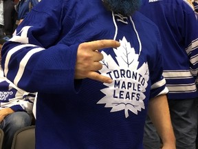 Dart Guy, aka Jason Maslakow, said he's proud of the Maple Leafs despite their first-round exit from the playoffs. (JOE WARMINGTON/TORONTO SUN)