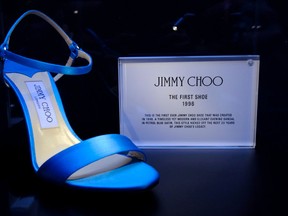 A view of Jimmy Choo shoes on display in the Etihad Airways VIP Lounge during September 2016 New York Fashion Week: The Shows at Skylight at Moynihan Station on September 8, 2016 in New York City. (Photo by Mike Coppola/Getty Images)