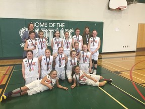 The U11 Sudbury Jam won provincial Division 2 gold recently. The U11 Jam is: (lying down, from left) Mia Yurich, Madina Jebreen (front row, from left) Ella Bourget, Isabel McKague, Bree Bourget, Savvy Swords, Emilie Miller, Mathilde Fleury, (back row from left) Mahtressa Paris, Olivia Tissot, Syla Swords, Kami Dreger, Sophie Alexander, Chloe Morin-Gagnon and coaches Shelley Swords and Jen Bourget. Supplied photo