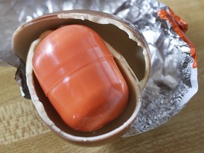 The plastic container inside the chocolate egg of a Kinder Egg. (Peter Battistoni/Postmedia Network/Files)