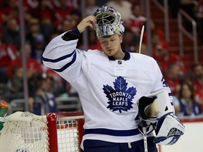 Frederik Andersen has been called a “franchise goalie” by Maple Leafs head coach Mike Babcock, but Andersen and the rest of the players are being urged to get better this summer. (ROB CARR/Getty Images)