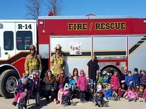 The little hoppers had the opportunity to get close to the Cochrane Fire Department's fire engine.