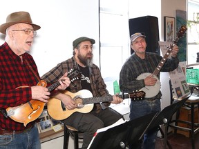 The Plugged Nickel String Band performs a number at the Northern Lights Festival Boreal media conference in Sudbury, Ont. on Tuesday April 25, 2017. The lineup for the festival, which is on July 6-9, was announced at the event. John Lappa/Sudbury Star/Postmedia Network