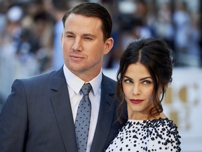 US actor Channing Tatum and his wife Jenna Dewan arrive for the European premiere of Magic Mike XXL in central London on June 30, 2015. AFP PHOTO / NIKLAS HALLE'N (Photo credit should read NIKLAS HALLE'N/AFP/Getty Images)