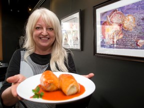 Barbara Cycz, owner of Unique Food Attitudes on Dundas Street, is participating in the Taste For Life fundraiser for the Regional HIV/AIDS Connection. Cycz, who serves Polish-style food, including cabbage rolls, saw joining the 30 participating restaurants as a way to do good in the community. (MIKE HENSEN, The London Free Press)