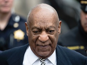 In this April 3, 2017, file photo, Bill Cosby departs after a pretrial hearing in his sexual assault case at the Montgomery County Courthouse in Norristown, Pa. Evin Cosby writes in an opinion piece for the National Newspaper Publishers Association published Wednesday, April 26, 2017, that her father “is not abusive, violent or a rapist.” (AP Photo/Matt Rourke, File)