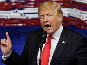 In this Tuesday, April 18, 2017 file photo, President Donald Trump speaks at Snap-On Tools in Kenosha, Wis. (AP Photo/Kiichiro Sato)