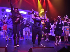 Sandra Denton (L) and Cheryl James of Salt-N-Pepa perform onstage during Crystal Pepsi Summer of '92 at Terminal 5 on August 9, 2016 in New York City. (Photo by Theo Wargo/Getty Images)