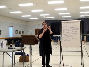 Grief recovery specialist Yvonne Racine spoke at the Whitecourt Seniors Circle to discuss healthy ways to deal with grief and common misconceptions (Jeremy Appel | Whitecourt Star).