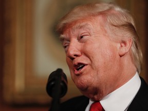 U.S. President Donald Trump speaks at the Interior Department in Washington, Wednesday, April 26, 2017. (AP Photo/Carolyn Kaster)