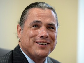 Senator Patrick Brazeau speaks to media as he returns to his Senate office in Ottawa on Thursday, July 14, 2016. Brazeau has been acquitted of drunk-driving charges that date back to 2014.The news was confirmed by the court clerk at the courthouse in Gatineau in western Quebec. THE CANADIAN PRESS/Sean Kilpatrick