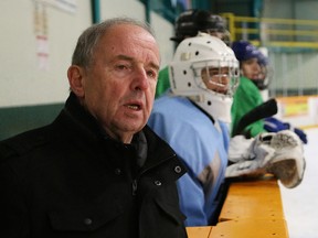 Sherry Bassin, director of hockey operations for the French River Rapids, looks on during spring tryouts for the team at Gerry McCrory Countryside Sports Complex in Sudbury, Ont. on Saturday April 22, 2017. John Lappa/Sudbury Star/Postmedia Network