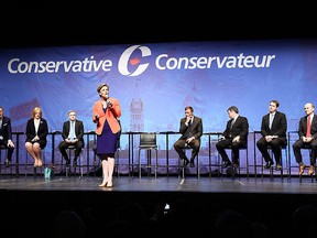 Conservative leadership candidate Kellie Leitch speaks during the Conservative Party of Canada leadership debate in Toronto on Wednesday April 26, 2017. THE CANADIAN PRESS/Nathan Denette
