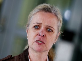 State's attorney Nadja Niesen talks to media people in Frankfurt, Germany, Thursday, April 27, 2017, after police have arrested a German soldier who had posed as a Syrian refugee on suspicion he was planning an attack, apparently motivated by anti-foreigner sentiment, in a case that German prosecutors said Thursday was "more than strange." (AP Photo/Michael Probst)