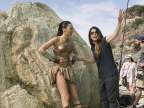 GAL GADOT and Director PATTY JENKINS on the set of Warner Bros. Pictures’ action adventure “WONDER WOMAN,” a Warner Bros. Pictures release. (Clay Enos/ ™ & © DC Comics)