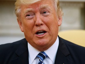 President Donald Trump speaks in the Oval Office of the White House in Washington, Thursday, April 27, 2017, during a meeting with Argentine President Mauricio Macri. (AP Photo/Evan Vucci)