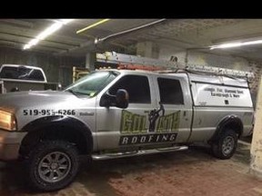 Here is the work truck the thieves stole. They hooked up a trailer to the truck and unloaded tools and numerous other items including two dirt bikes. (Courtesy of Facebook)